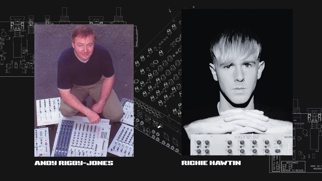 Photo of the Andy Rigby Jones and Richie Hawton on a background of the Xone 92 mixer